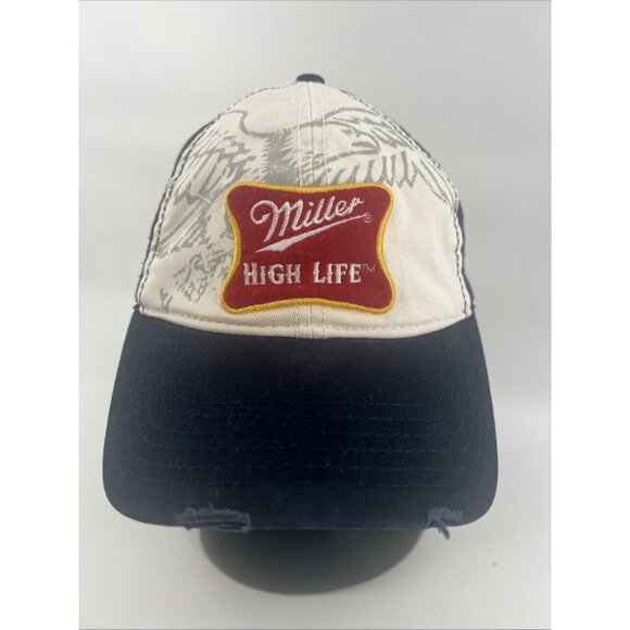 Miller High Life Beer Baseball Hat Cap OSFM Adjustable Strap Back Blue Cotton - Picture 2 of 9